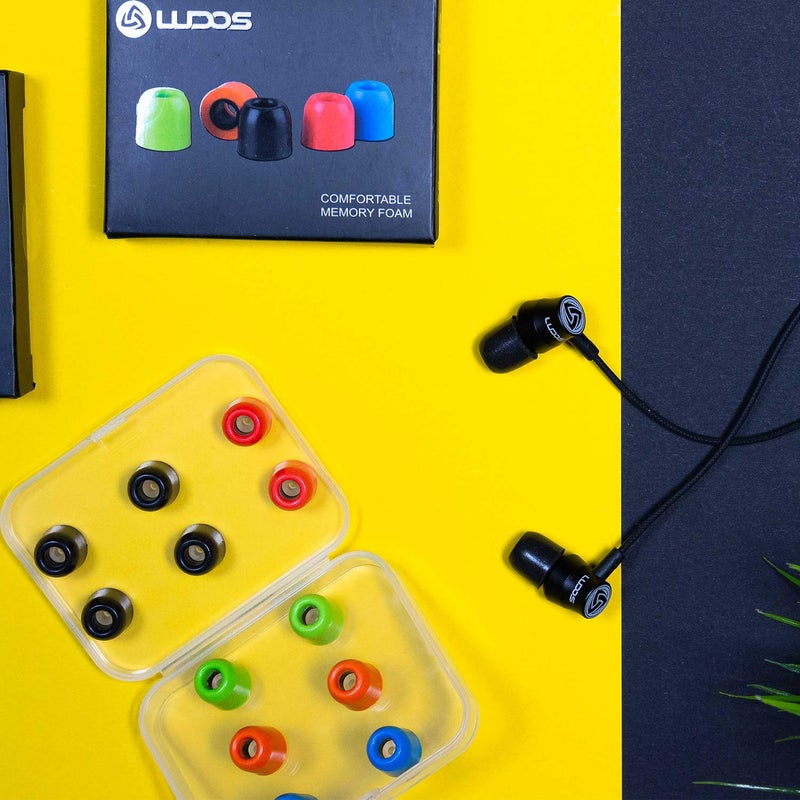 LUDOS Comfy Earbuds Replacement Memory Foam Ear Tips for Ear Buds and Earphones, with Color Red Green Orange Blue Eartips, Washable, Isolates from Outside Noise, Extra Resistant, Size 4.9mm Earpads - Image 2